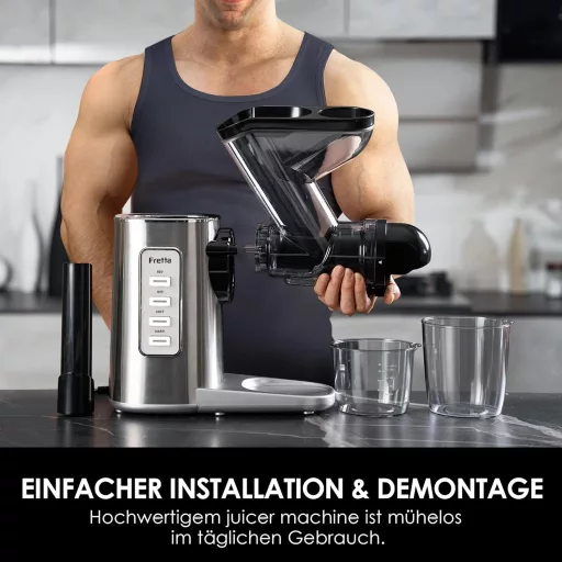 Fretta hidegprés gyümölcslé készítő, lassú préselt juice extractor, 200W, ezüst
