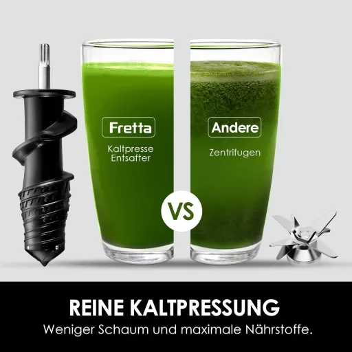 Fretta hidegprés gyümölcslé készítő, lassú préselt juice extractor, 200W, ezüst