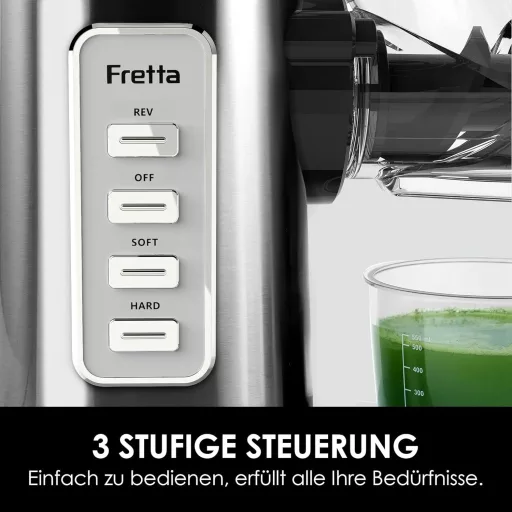 Fretta hidegprés gyümölcslé készítő, lassú préselt juice extractor, 200W, ezüst