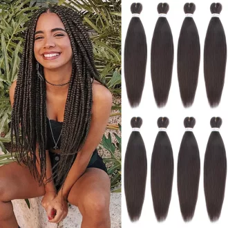   Xtrend păr împletit preîntins 40 cm - păr sintetic cu textură Yaki pentru extensii, împletituri croșetate, modelare cu apă caldă, nr. 4 Șaten