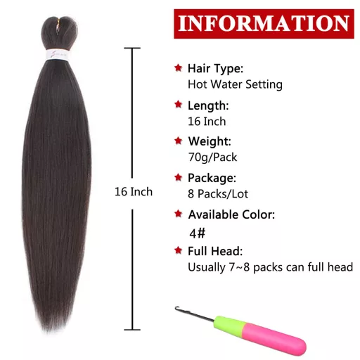Xtrend păr împletit preîntins 40 cm - păr sintetic cu textură Yaki pentru extensii, împletituri croșetate, modelare cu apă caldă, nr. 4 Șaten