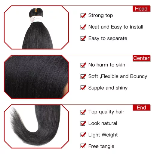 Xtrend păr împletit preîntins 40 cm - păr sintetic cu textură Yaki pentru extensii, împletituri croșetate, modelare cu apă caldă, nr. 4 Șaten