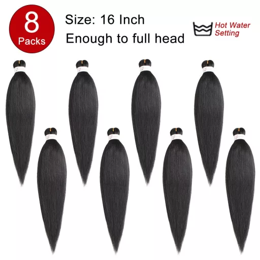 Xtrend păr împletit preîntins 40 cm - păr sintetic cu textură Yaki pentru extensii, împletituri croșetate, modelare cu apă caldă, nr. 4 Șaten