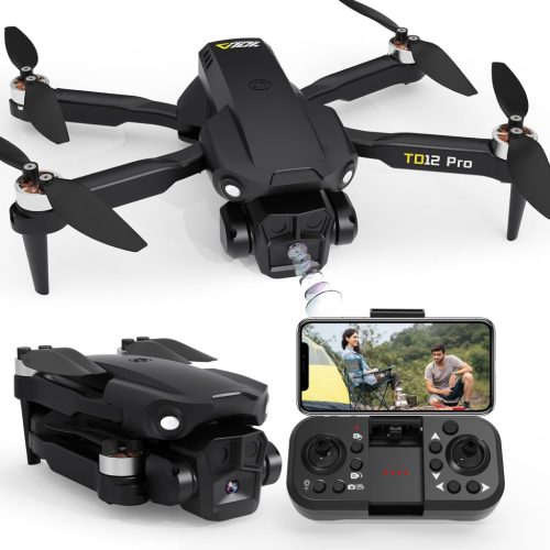Skladací dron Toladrone TD12Pro s 1080P HD kamerou - bezkefkové motory, optické polohovanie, bezhlavý režim, pre začiatočníkov aj pokročilých