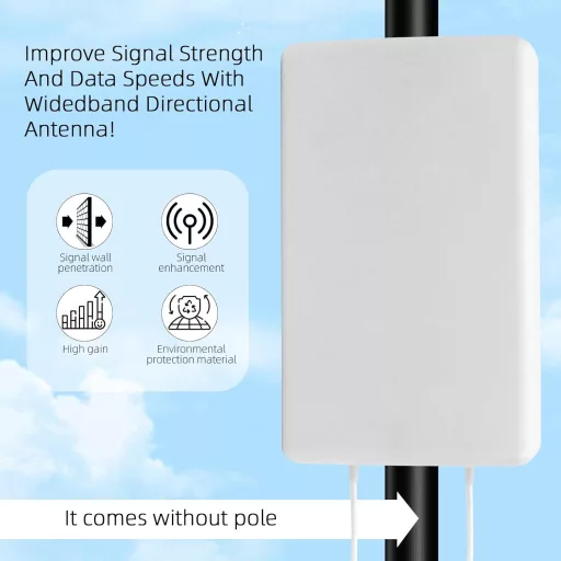 JAOGAUS 5G LTE Kültéri Antenna 18dBi Erősítővel - Nagy Hatótávolságú Jelerősítő 700-4000MHz - 2x10m Kábellel TS9/SMA Csatlakozóval 3G 4G Rou
