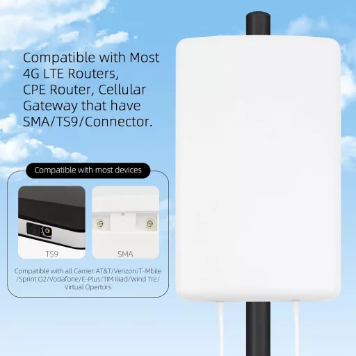 JAOGAUS 5G LTE Kültéri Antenna 18dBi Erősítővel - Nagy Hatótávolságú Jelerősítő 700-4000MHz - 2x10m Kábellel TS9/SMA Csatlakozóval 3G 4G Rou