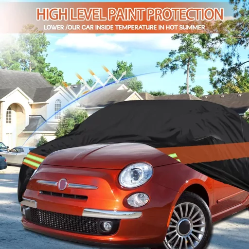 Luolety Nepremokavá autoplachta pre FIAT 500/500C/500E/Abarth 2007-2024, 6-vrstvová, so zipsom