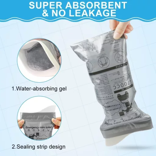 flintronic Urinal portabil 700ml cu gel, pungi pentru urină pentru călătorii, camping, urgențe