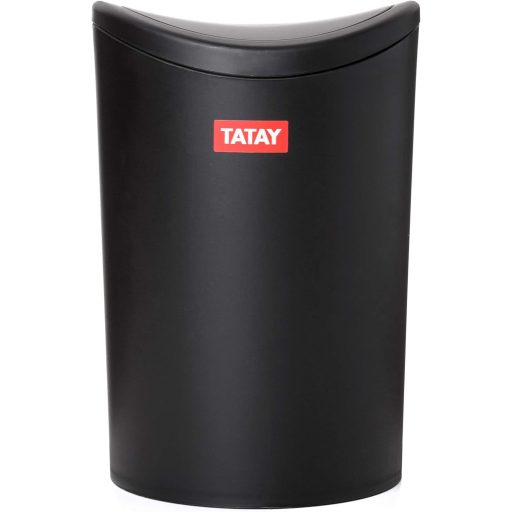 TATAY 6L fürdőszobai szemetes csapó fedéllel, kompakt modern design, fekete