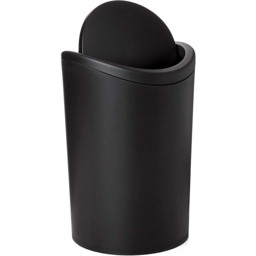 TATAY 6L fürdőszobai szemetes csapó fedéllel, kompakt modern design, fekete