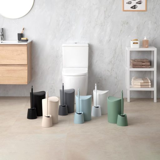 TATAY 6L fürdőszobai szemetes csapó fedéllel, kompakt modern design, fekete