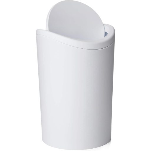 TATAY fürdőszobai szemetes 6L fehér, lengőfedeles modern kuka