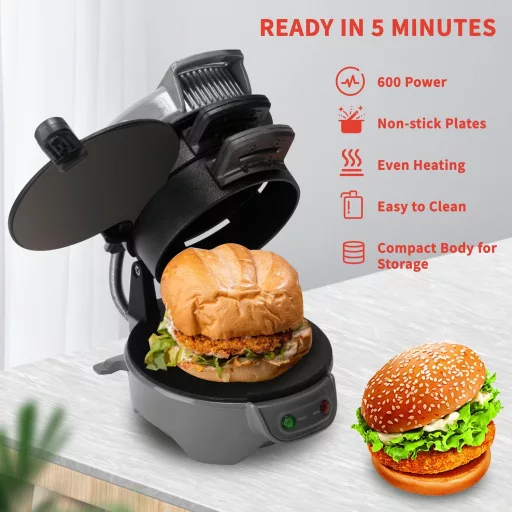 HENYEER szendvics sütő tojásgyűrűvel, időzítővel és tapadásmentes kerámia bevonattal