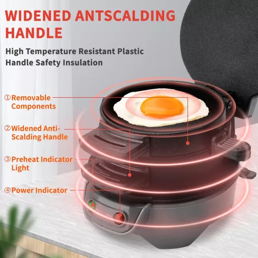 HENYEER szendvics sütő tojásgyűrűvel, időzítővel és tapadásmentes kerámia bevonattal