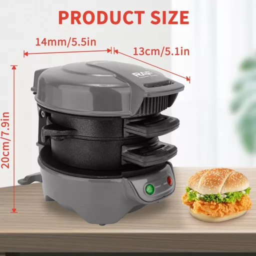 HENYEER szendvics sütő tojásgyűrűvel, időzítővel és tapadásmentes kerámia bevonattal