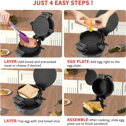 HENYEER sendvičovač s krúžkom na vajíčka, časovačom a nepriľnavým keramickým povrchom