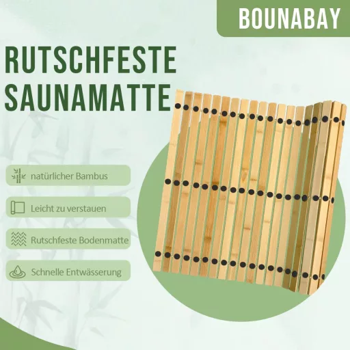 Bounabay Bambusz Szauna Grate Fürdőszobai Csúszásmentes Padlómat 100x50cm