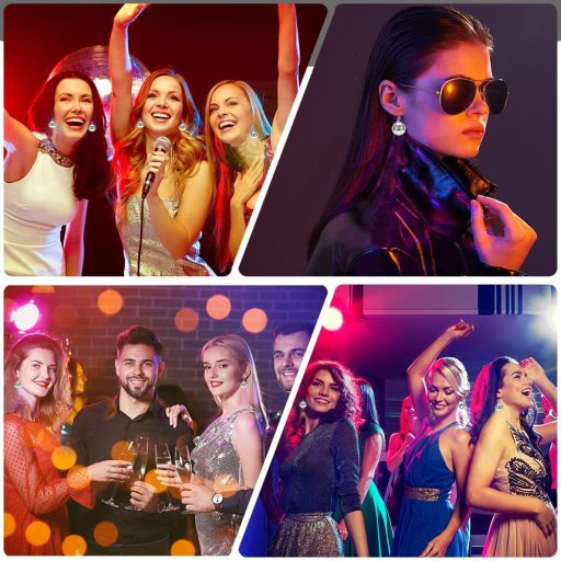 Cercei discoball argintii Aucuu pentru femei și fete - Accesoriu sclipitor de petrecere, bijuterie elegantă pentru evenimente tematice