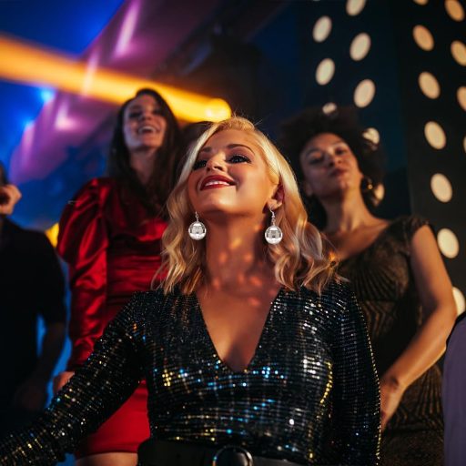 Cercei discoball argintii Aucuu pentru femei și fete - Accesoriu sclipitor de petrecere, bijuterie elegantă pentru evenimente tematice