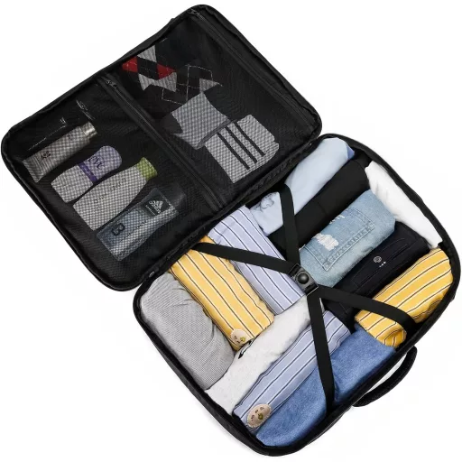 Rucsac de cabină WENIG cu port USB de încărcare - Geantă laptop care încape sub scaunul avionului, pentru bărbați și femei, Negru