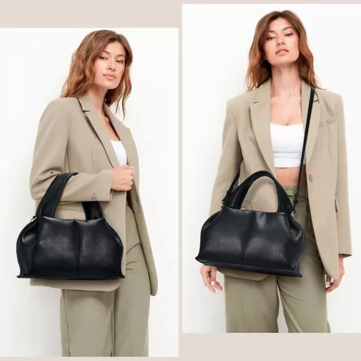 oscaurt Ženska Srednje Velika Torba - PU Kožna Torba za Rame i Crossbody Torba, Ručna Torba u Obliku Oblaka s Odvojivim Remenom, Crna