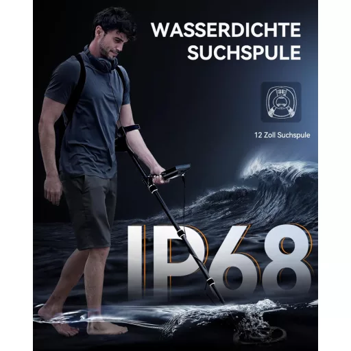 Detector de metale profesional SUNPOW cu 5 moduri și cip DSP, bobină impermeabilă de 30 cm, 2 ecrane LCD.