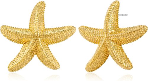 GUIZIYAO Arany Tengeri Csillag Fülbevaló Nőknek - Vintage Stílusú Strandékszer, Elegáns Bedugós Aranyozott Fülbevaló Lányoknak