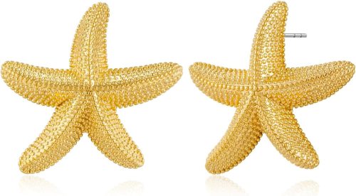 GUIZIYAO Arany Tengeri Csillag Fülbevaló Nőknek - Vintage Stílusú Strandékszer, Elegáns Bedugós Aranyozott Fülbevaló Lányoknak