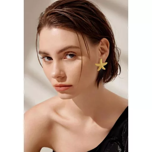 GUIZIYAO Arany Tengeri Csillag Fülbevaló Nőknek - Vintage Stílusú Strandékszer, Elegáns Bedugós Aranyozott Fülbevaló Lányoknak
