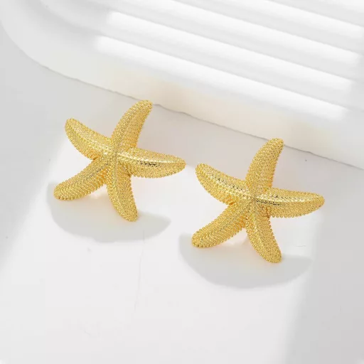 GUIZIYAO Arany Tengeri Csillag Fülbevaló Nőknek - Vintage Stílusú Strandékszer, Elegáns Bedugós Aranyozott Fülbevaló Lányoknak