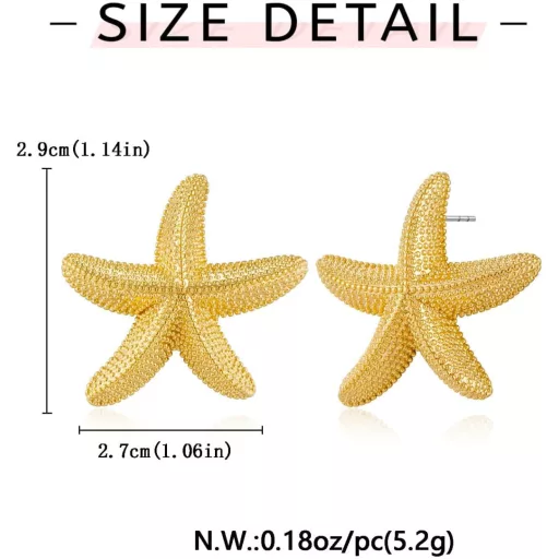 GUIZIYAO Arany Tengeri Csillag Fülbevaló Nőknek - Vintage Stílusú Strandékszer, Elegáns Bedugós Aranyozott Fülbevaló Lányoknak
