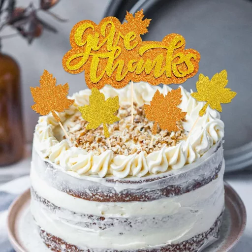 KOBOKO set za ukrašavanje torte s 13 komada javorovog lišća - Jesenski ukrasi za torte, rekviziti za ukrašavanje jesenskih kolača za Dan zahvalnosti