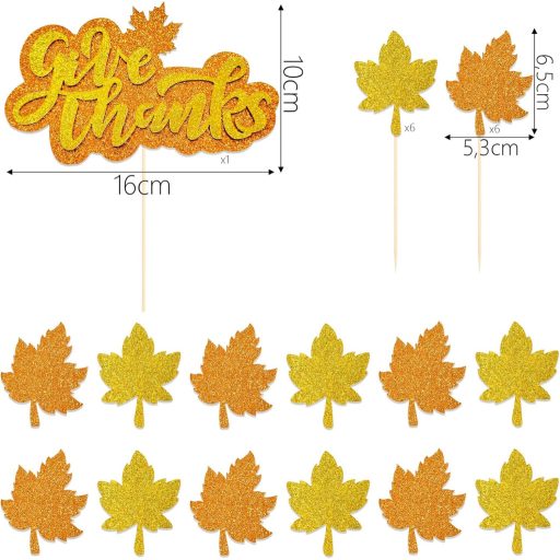 KOBOKO 13 db-os Őszi Juharlevél Torta Dekoráció Szett - Sütidekor Őszi Sütemény Díszítő Kellék Hálaadásra