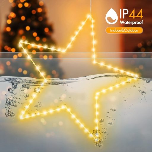 Vianočná dekorácia ELKTRY 140 LED hviezda, teplá biela, skladacia, 8 režimov, časovač, vodotesná