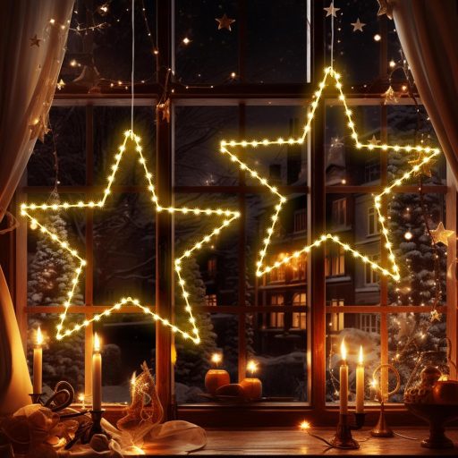 Vianočná dekorácia ELKTRY 140 LED hviezda, teplá biela, skladacia, 8 režimov, časovač, vodotesná