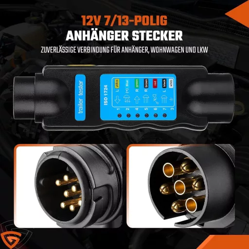 GEARMONSTER 7 Pin Utánfutó Teszter 12V Világítás Diagnosztika Karavánhoz