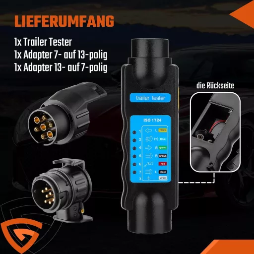 GEARMONSTER 7 Pin Utánfutó Teszter 12V Világítás Diagnosztika Karavánhoz