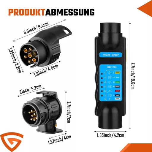 GEARMONSTER 7 Pin Utánfutó Teszter 12V Világítás Diagnosztika Karavánhoz