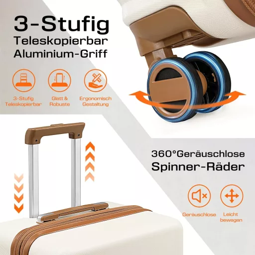 Set de 3 valize rigide Joyway, albe, cu 4 roți și încuietoare TSA