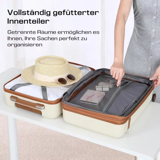 Joyway 3 részes kemény bőrönd szett 4 kerekű TSA zárral, fehér