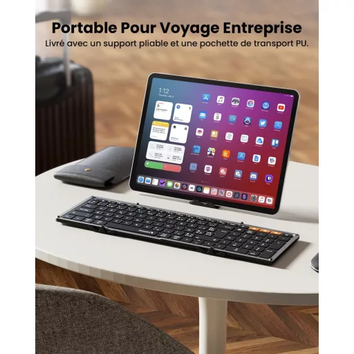 Skladacia Bluetooth klávesnica ProtoArc XK01 Plus - Podsvietenie, Numerický blok, Nabíjateľná, Prenosná, AZERTY rozloženie, iOS/A