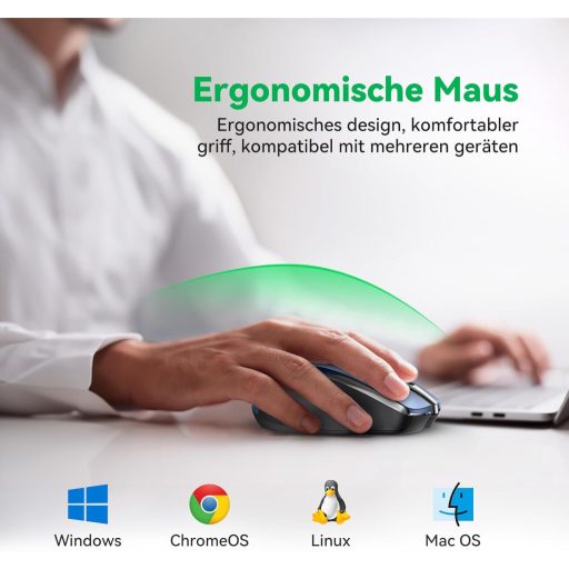 TechRise Bluetooth Vezeték Nélküli Egér 2.4G BT 5.0 4800 DPI Ergonomikus Töltöthető