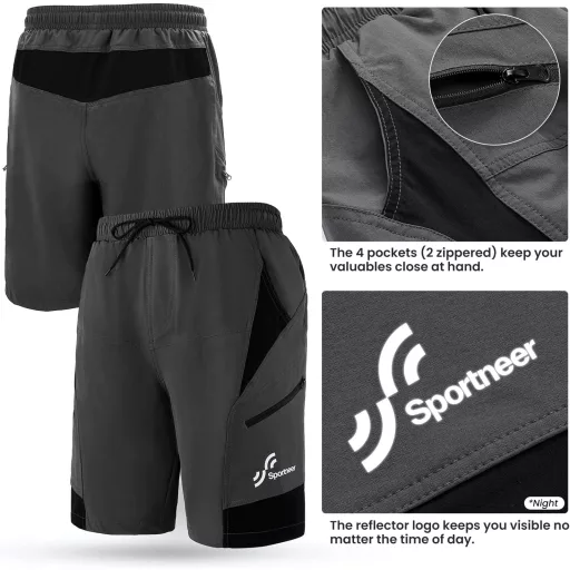 Sportneer Férfi Kerékpáros Nadrág Párnázott 3D Bélés MTB Mountain Bike Biciklis Short Outdoor Sport (M)