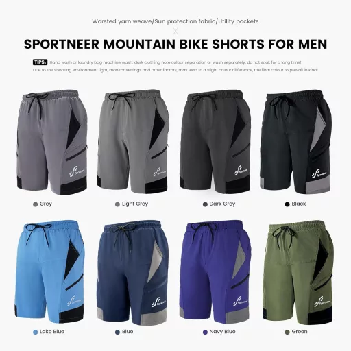 Sportneer Férfi Kerékpáros Nadrág Párnázott 3D Bélés MTB Mountain Bike Biciklis Short Outdoor Sport