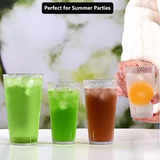 Set de 4 pahare reutilizabile din plastic flintronic, 600 ml, fără BPA, lavabile în mașina de spălat vase