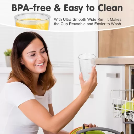 flintronic 600 ml-es újrafelhasználható műanyag pohár szett, 4 db, BPA mentes, mosogatógépben mosható