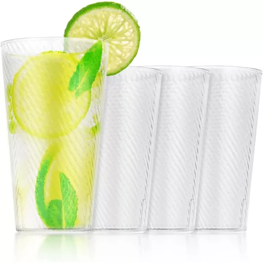 flintronic 600 ml-es újrafelhasználható műanyag pohár szett, 4 db, BPA mentes, mosogatógépben mosható