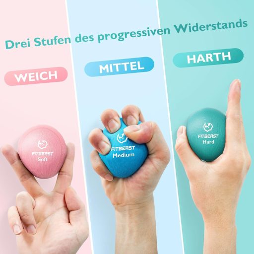 FitBeast 6 darabos stresszlabda szett, tojás és gömb alakú, erősítő és fogásgyakorlat labdák