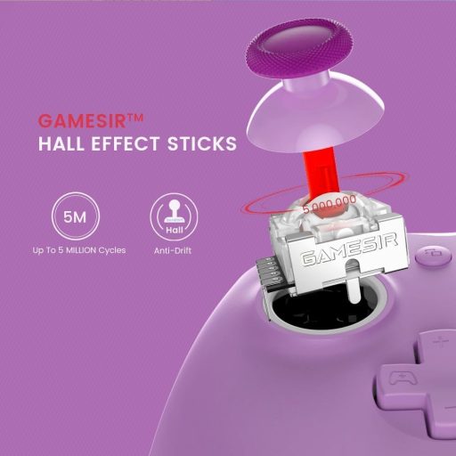 Controler cu fir GameSir G7 SE pentru Xbox Series X|S, Xbox One, Windows 10/11 - Joystick cu efect Hall, Violet