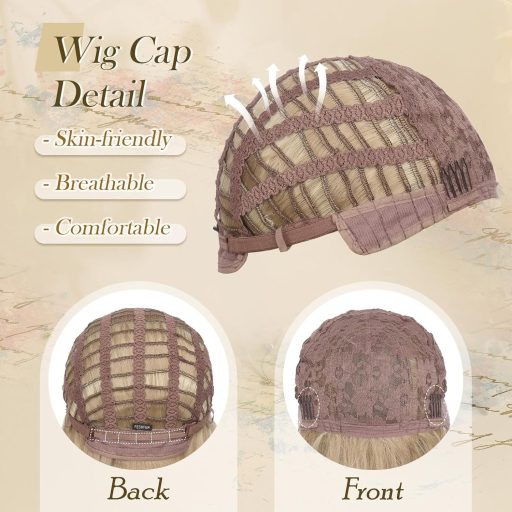 FESHFEN dlhá vrstvená parochňa s ofinou, balayage blond, syntetické vlasy, 65 cm